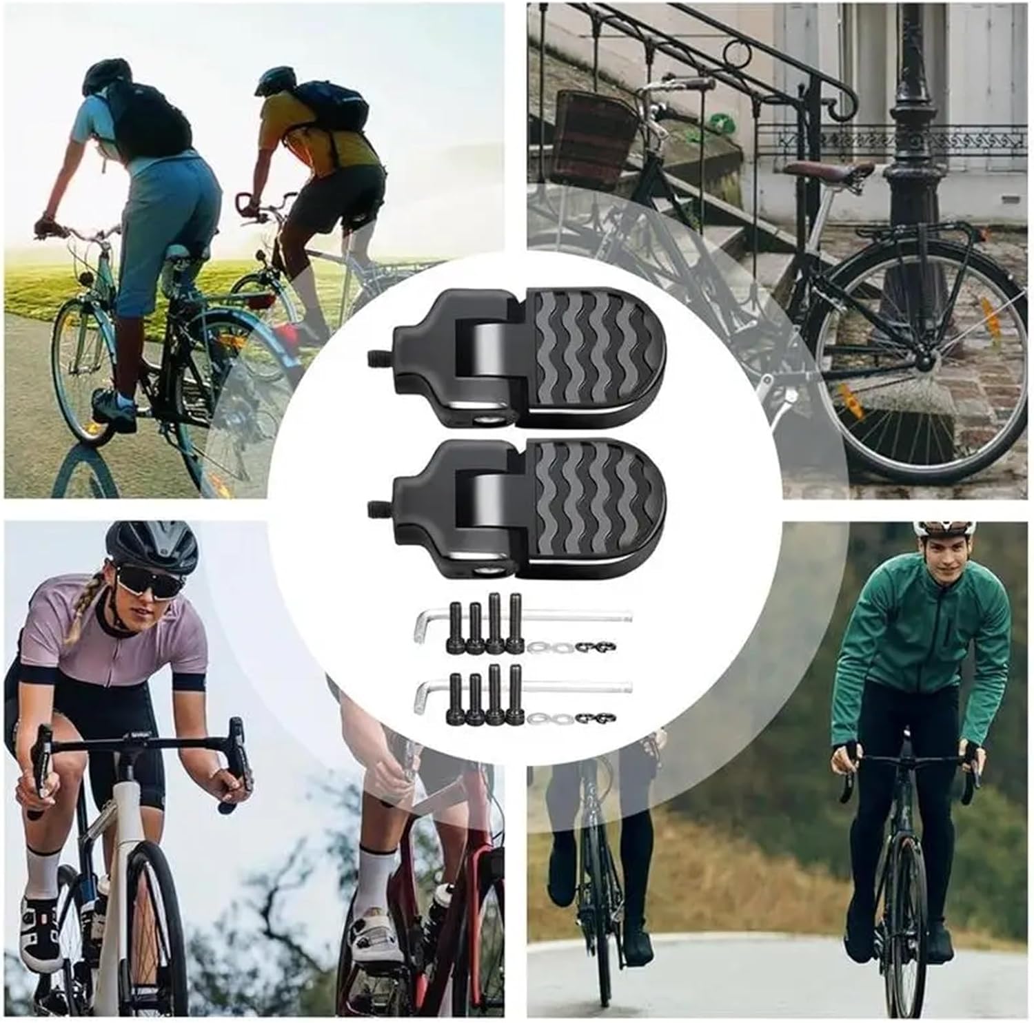 Bike Pegs 3 Pair Folding Aluminum Alloy Rear Bike Footrests - Anti-Slip Pedal Pegs for Passenger for Mountain Bike E-Bike