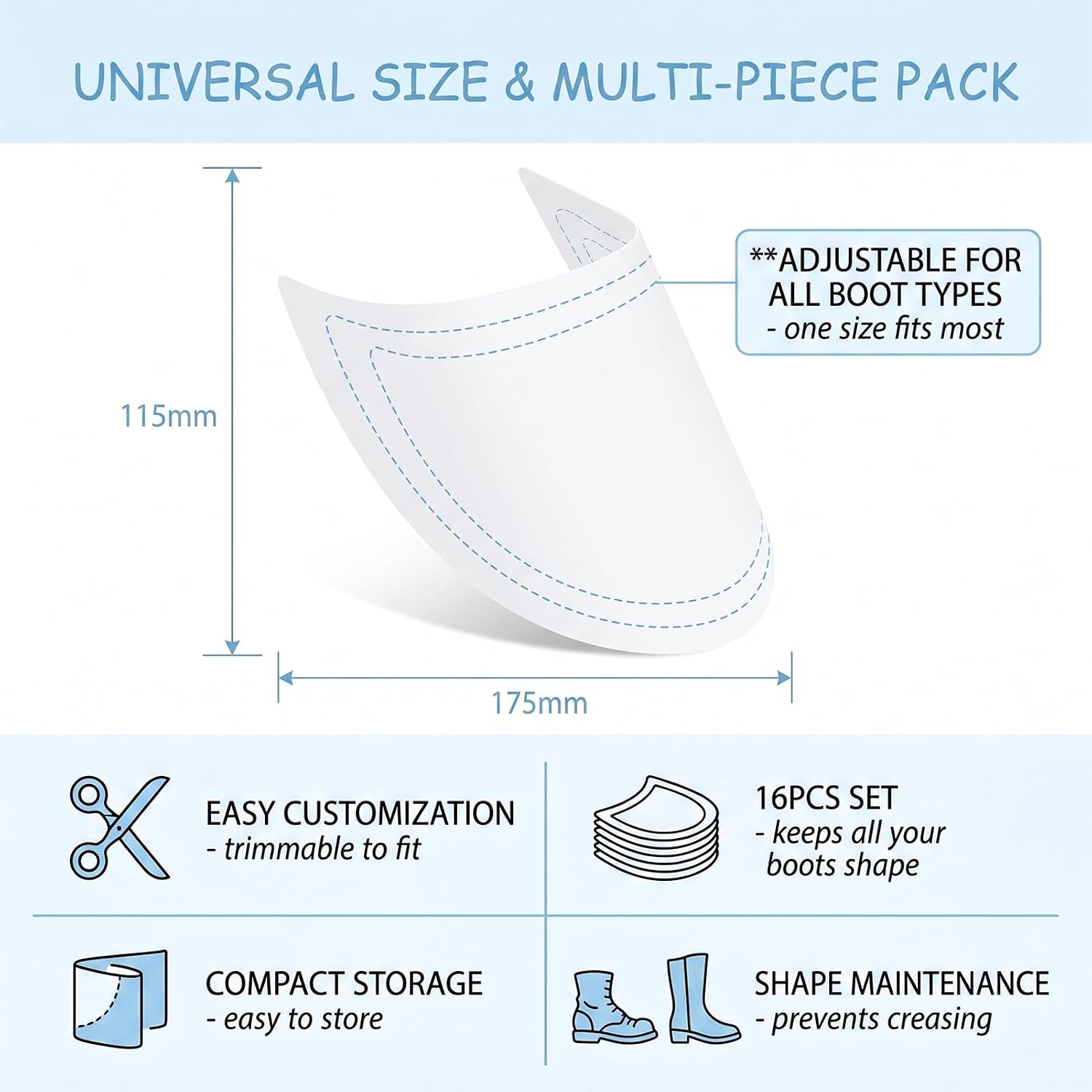 16PCS Crease Protectors,Plastic Shoe Tree Inserts,Shoe Crease Protector,Shoe Shaper for Sports Shoes Leater, Clear Shoes Shaper Keeper for Unisex