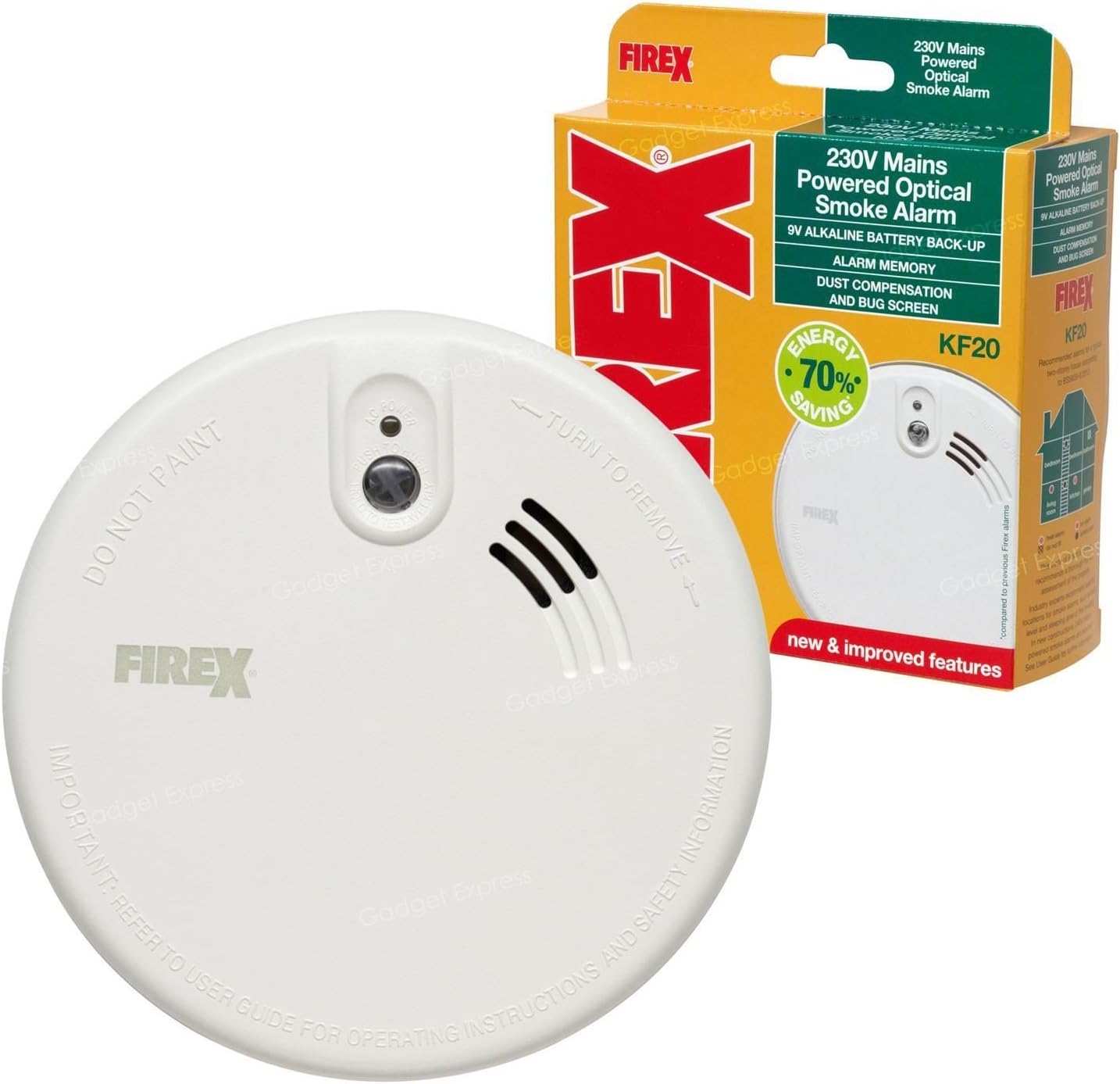 New Kidde FireX KF20 Mains Powered Optical Smoke Alarm Fire Detector with 9V Battery Backup