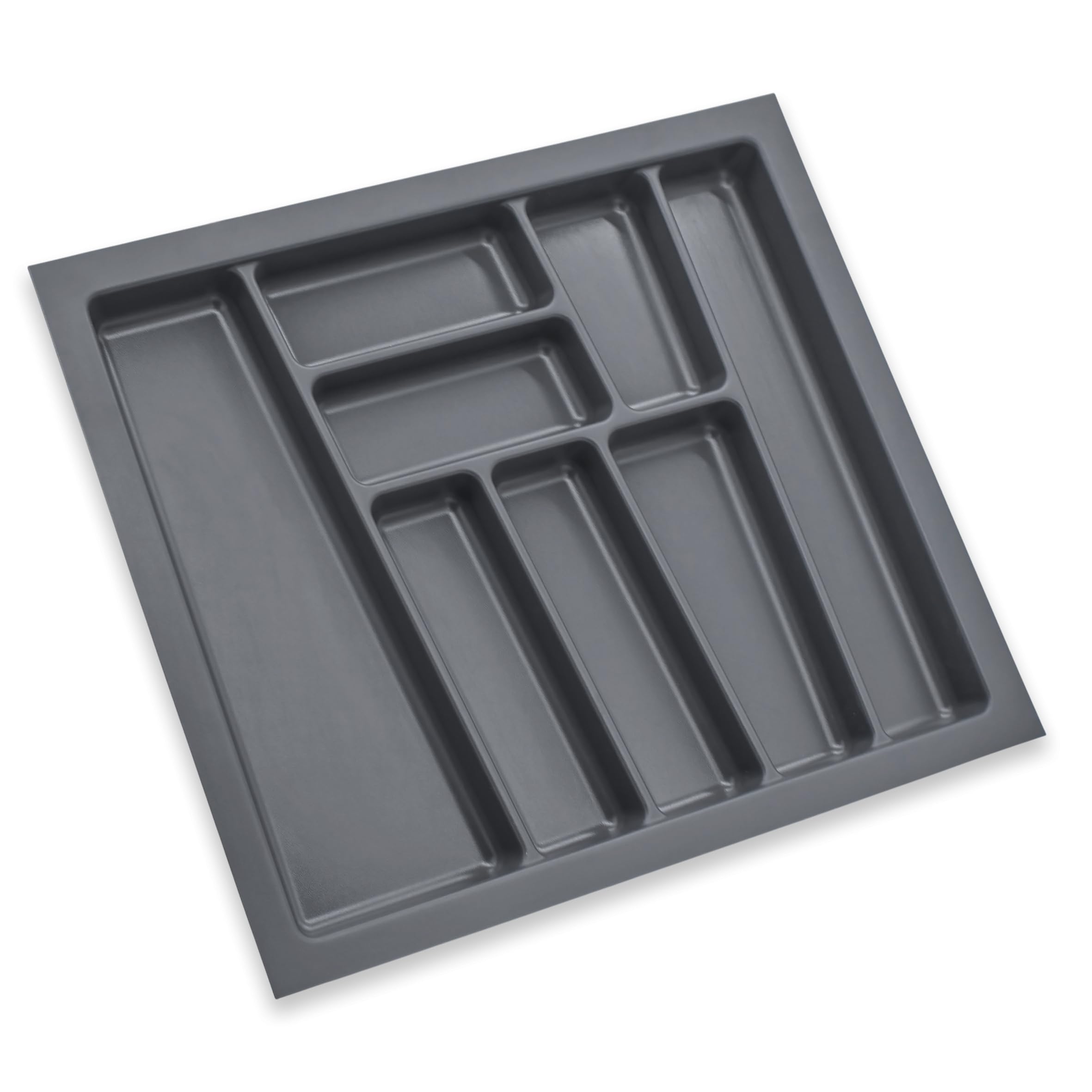 Mehrzweck Besteckeinsatz grau für Küchenschubladen Made in Germany - 54 x 48 cm - Kunststoff Schubladen Ordnungssystem schiefergrau - Universal Besteckkasten Küchen Büro Bastel Utensilien Organizer