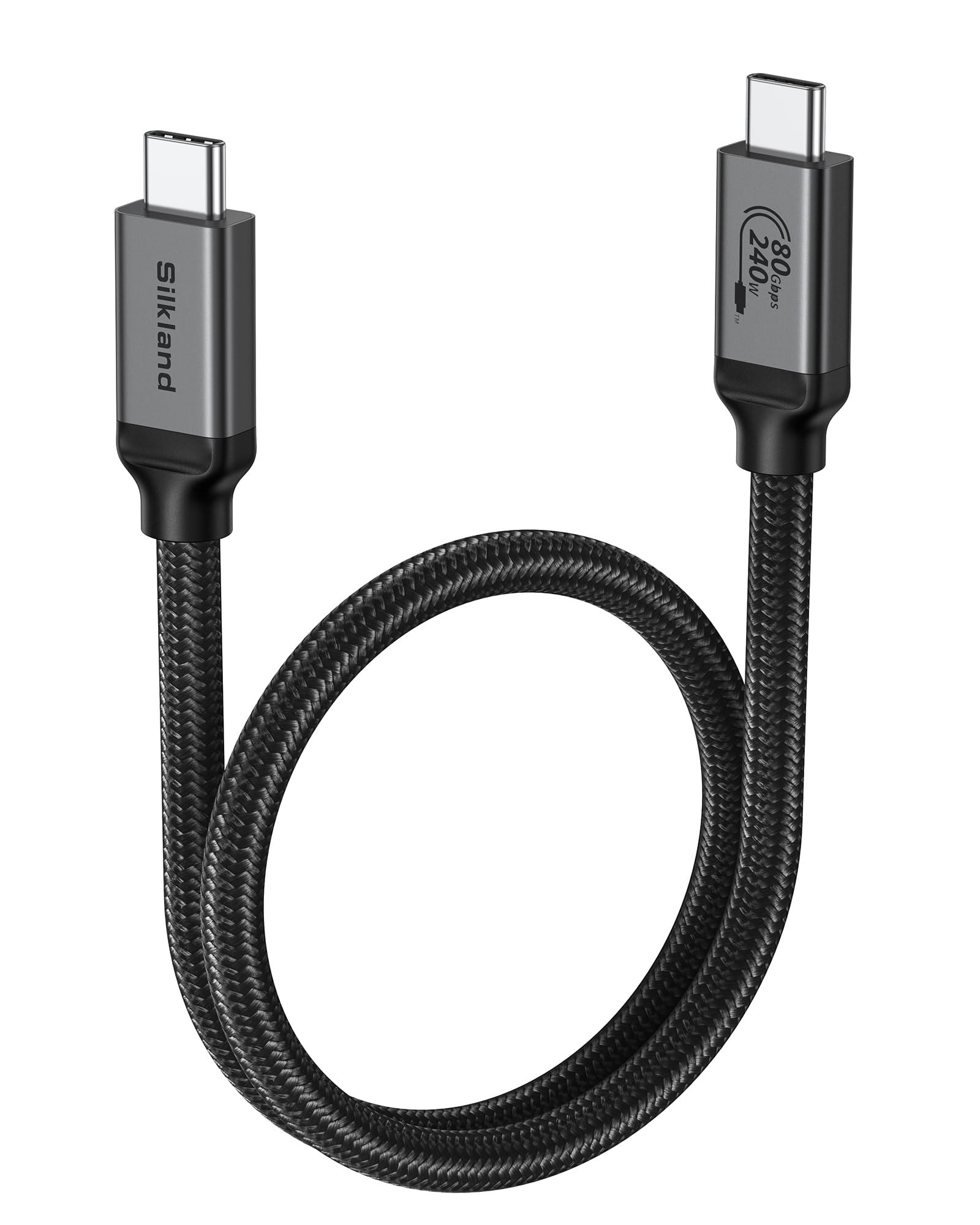 Silkland USB 80Gbps Datenkabel für Thunderbolt 5 Kabel 50CM, bis zu 120Gbps Videobandbreite, 4K@540Hz, Dual 8K@60Hz, PD3.1 240W, USB4 V2.0 Kompatibel mit Thunderbolt 4/3, USB C, SSD, Laptop, Dock