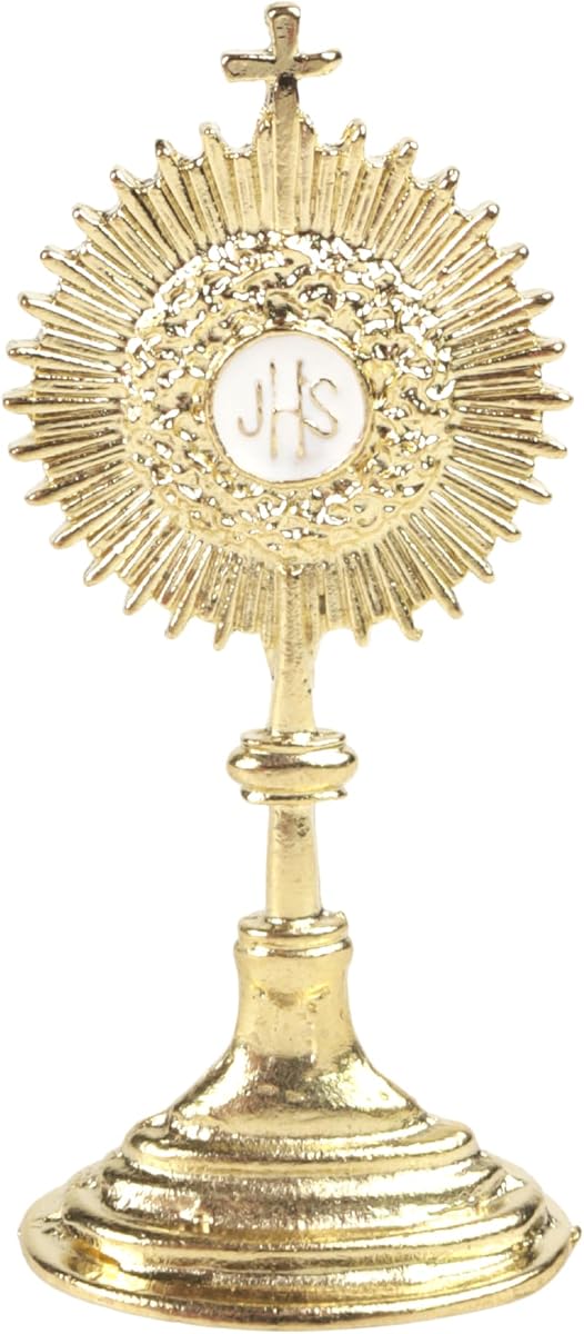 Needzo Small Auto Monstrance with Magnetic Base, Catholic Car Decoration, Religious Keepsake, 2.5 Inches