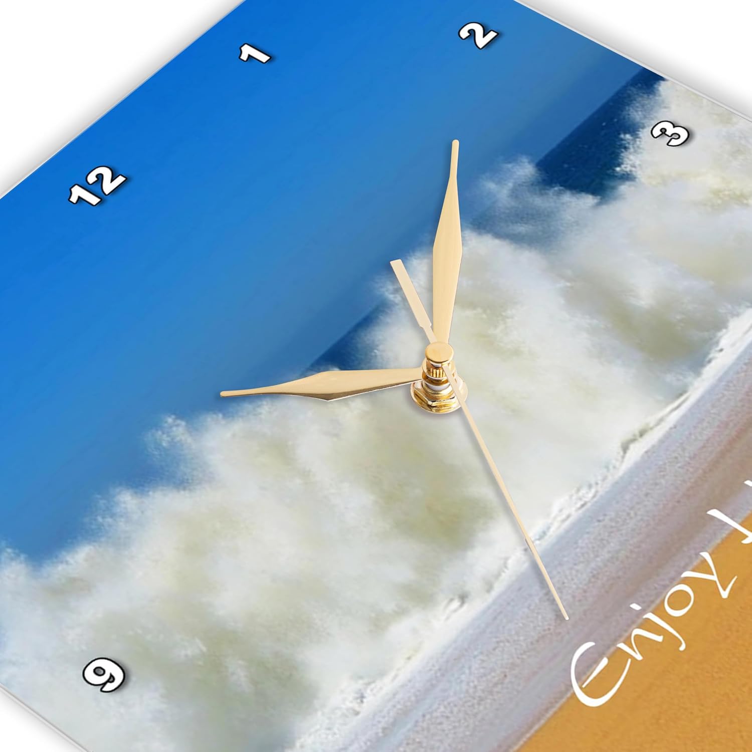 3dRose Print of Large Waves on Beach with Enjoy Life Written - Wall Clock, 15 by 15-Inch (DPP_185244_3)