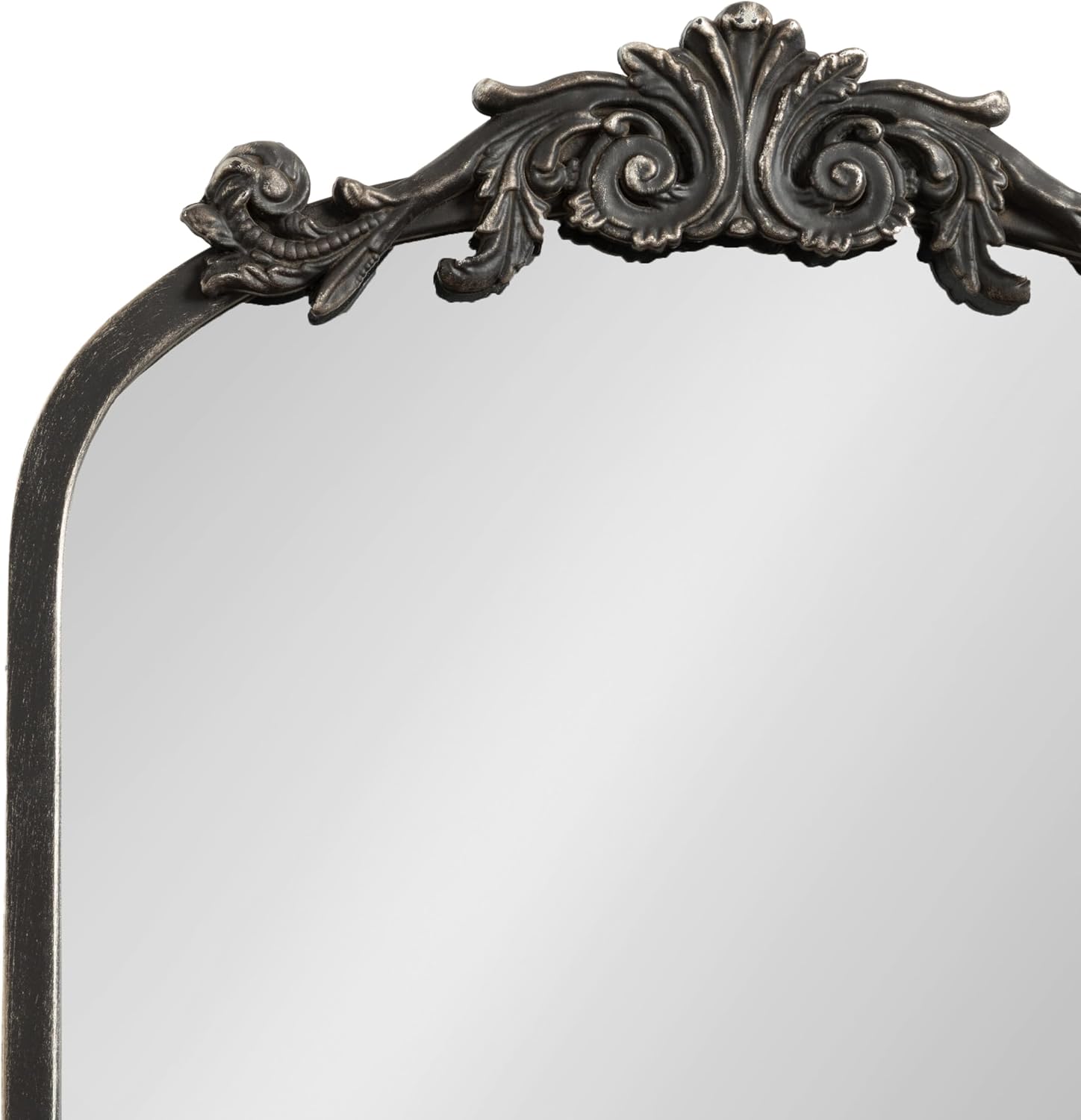 Kate and Laurel Arendahl Traditional Vintage Arch Mirror with Shelf, 16 x 25, Black, Baroque Antique Arched Wall Mirror with Functional Shelf and Ornate Frame