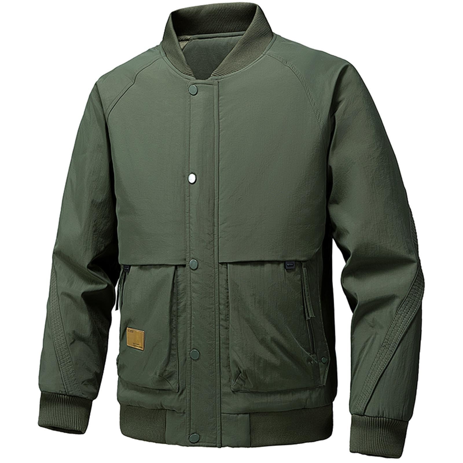 Chaquetas de plumón acolchadas para hombre, chaqueta de invierno con cuello alto, holgada, con cremallera completa, con botones, para exteriores, casual, para deportes, ropa de calle, versátil