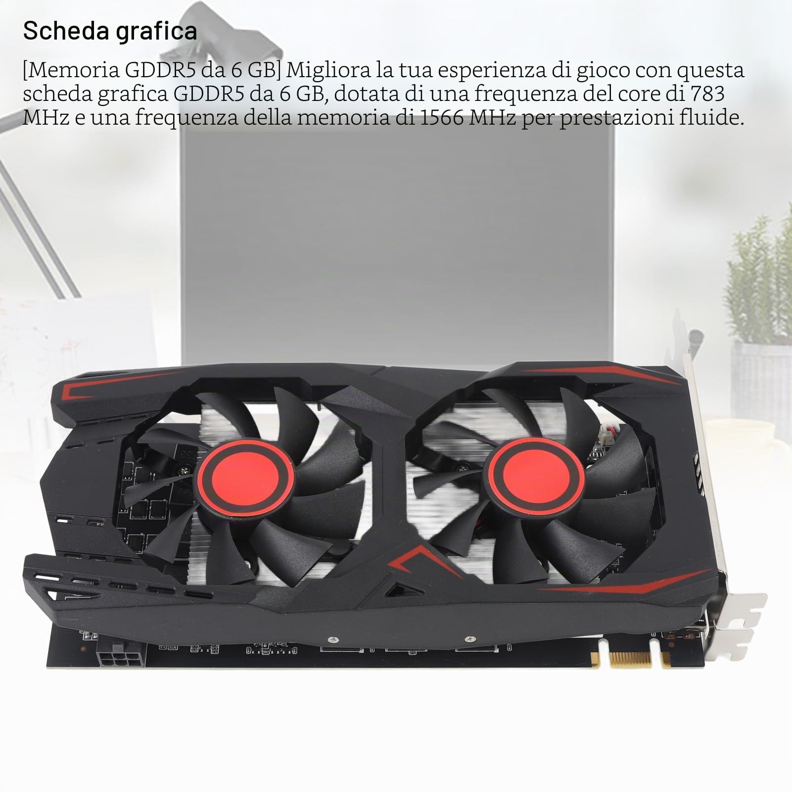 Scheda Grafica GTX550TI 2GB D5 192bit PCI Express X16 2.0 con Doppia Scheda Grafica per Appassionati di Gaming Compatibile con DVI VGA HD Multimedia Interface (Display 2 GB, Efettivi 6 GB)