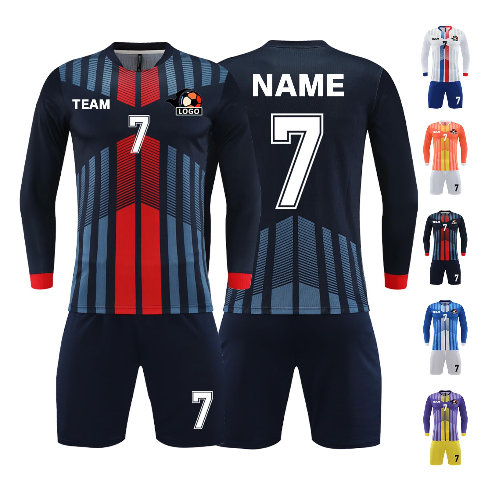 LAIFU Custom Soccer Jersey for Kids Youth Adults Personalized Soccer Uniforms with Your Name Number Team (US, Alpha, One Size, Regular, Regular, Sapphire Blue)