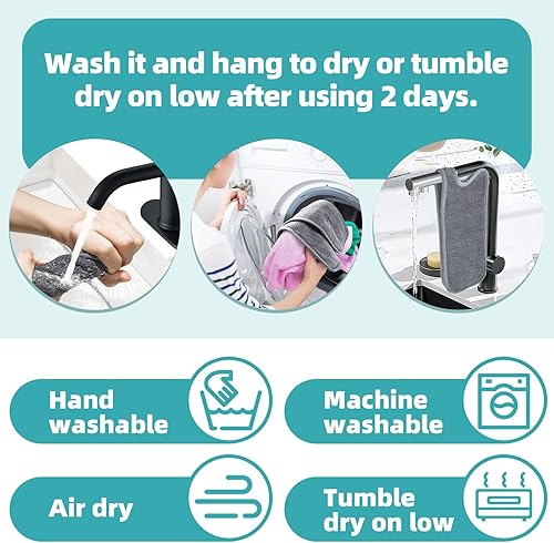 Miniatura 7 de PoYang 2 Pack Faucet Mat for Kitchen Sink Splash Guard Long: Super Absorbent Microfiber Sink Water Splash Guard Behind Kitchen Faucet Mat for