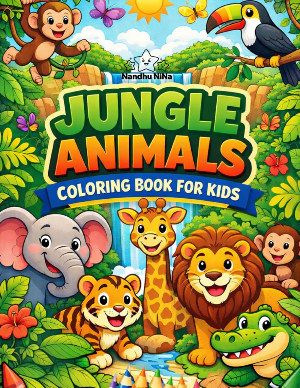 Jungle Animals Coloring Book for Kids: Fun & Easy Wildlife Coloring Pages for Toddlers and Kids Ages 3–8 (ColorQuest Adventures)
