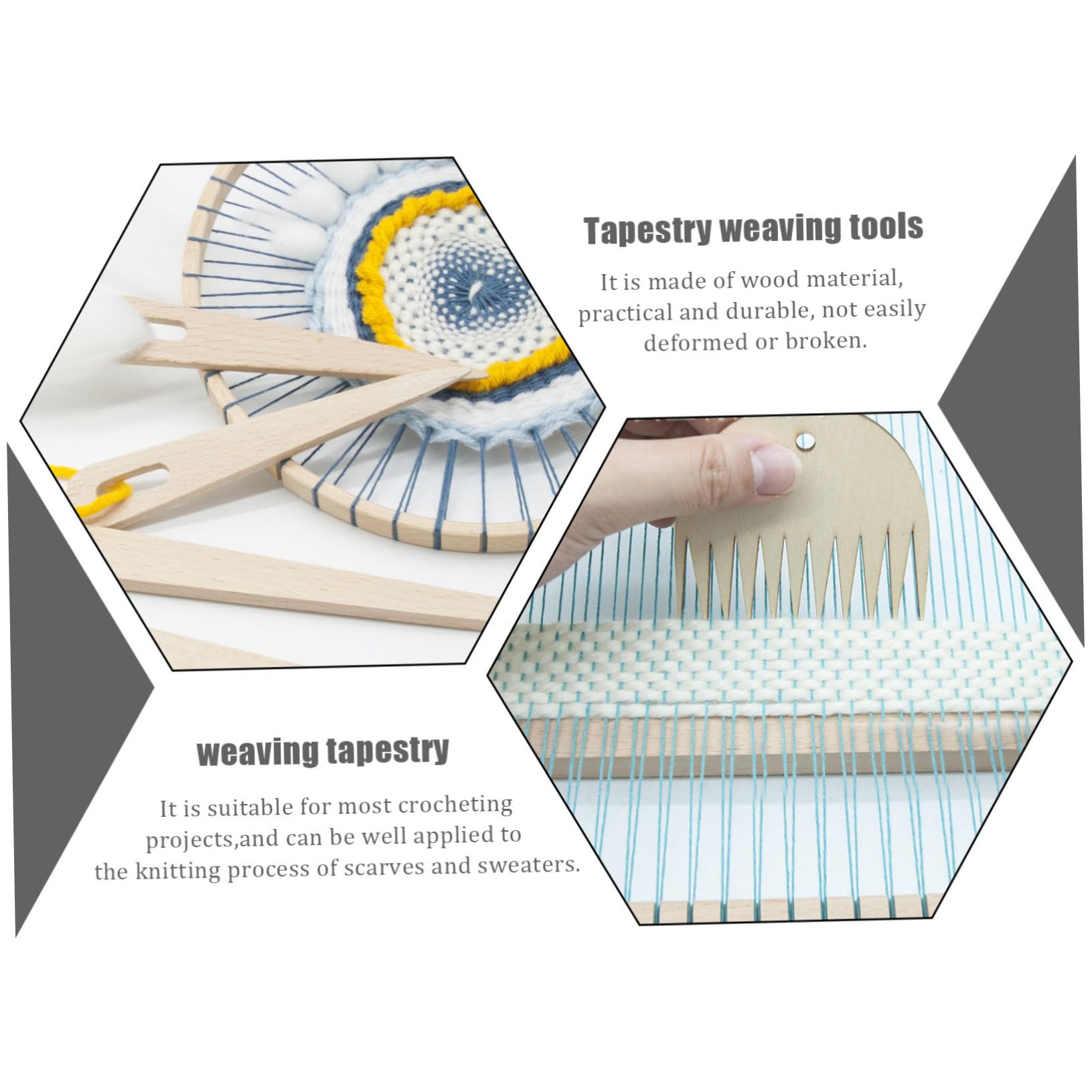 SHINEOFI 3 Juegos herramientas para tejer tapices Ergonómico kit que se avecina talón agujas de tejer agujas tejer accesorios de costura herramienta de artesanía de tejido de madera Khaki