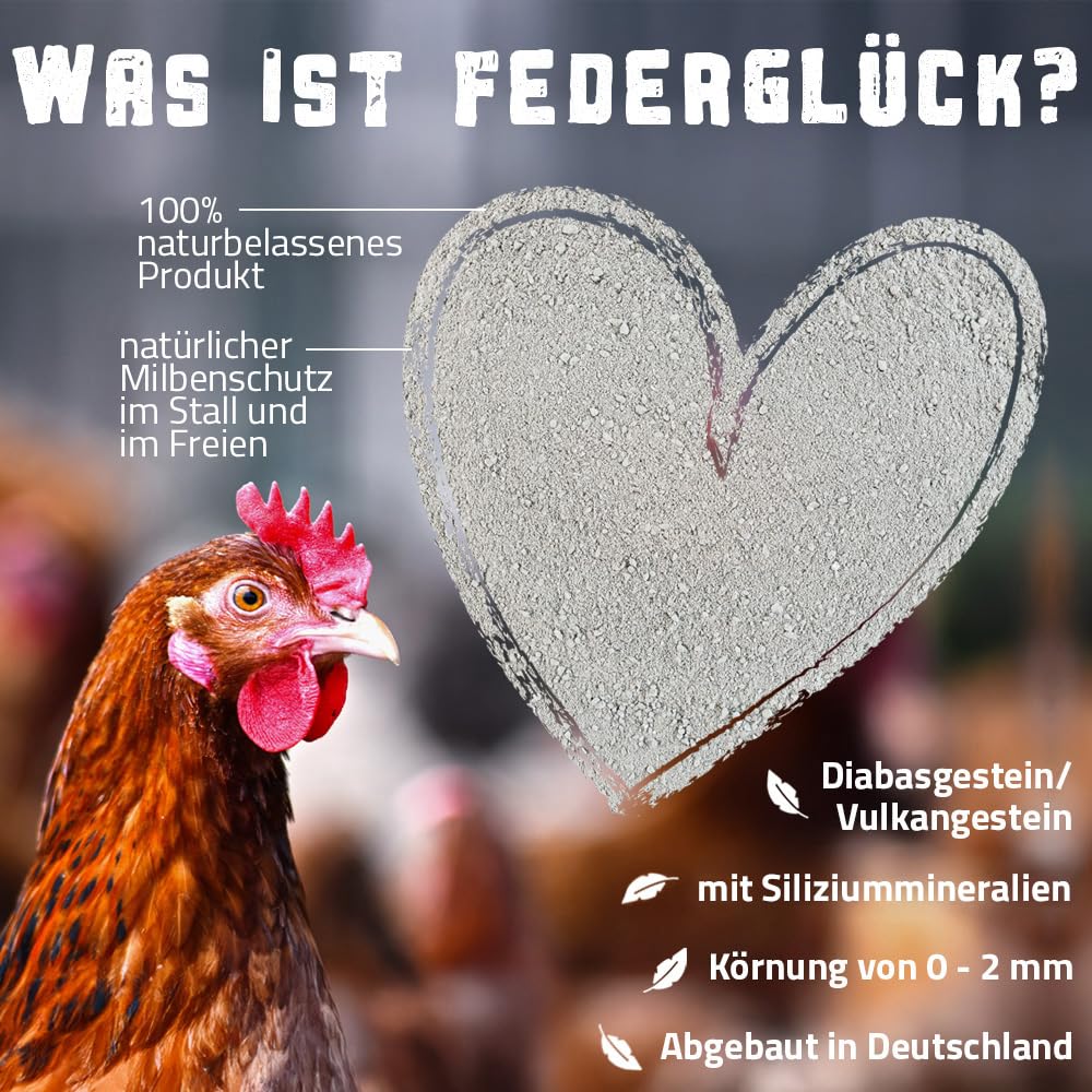 Petigi Federglück Bain de Sable pour Poules, Pigeons et volailles Protection 100% Naturelle Contre Les acariens 25 kg Bain Sec Anti-acariens