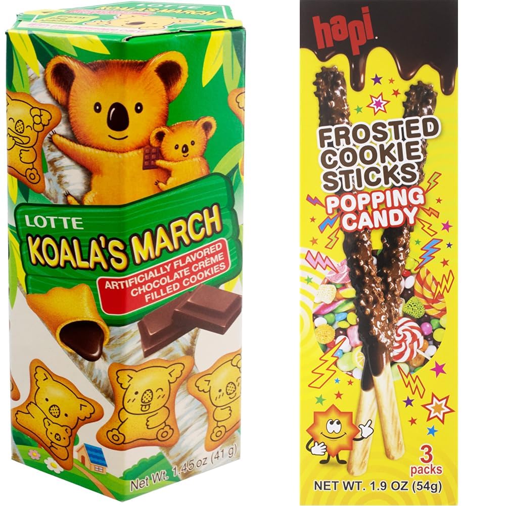 Lote de galletas Lotte Koala's March y Hapi Frosted Cookie Sticks 3.35 oz