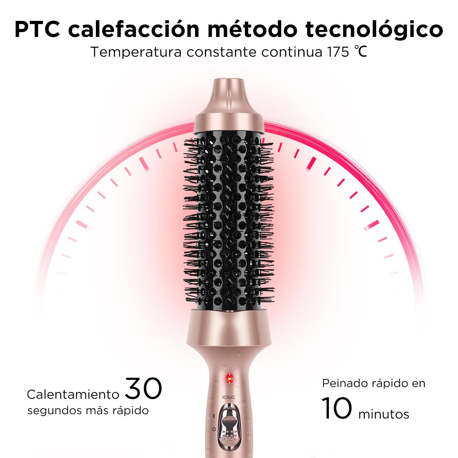 PARWIN PRO BEAUTY Thermal Brush 35mm con Calefacción Cerámica Turmalina Plancha Rizador Cepillo Calor Cepillos de Peinado de Doble Voltaje para Regalos de Viaje para Mujeres
