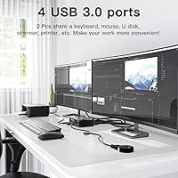 Vista 6 de Interruptor KVM HDMI, 2 monitores, 2 computadoras 4K a 60Hz, simulación EDID, interruptor KVM de doble monitor NAWEN USB 3.0 para 2 PC, comparte 2