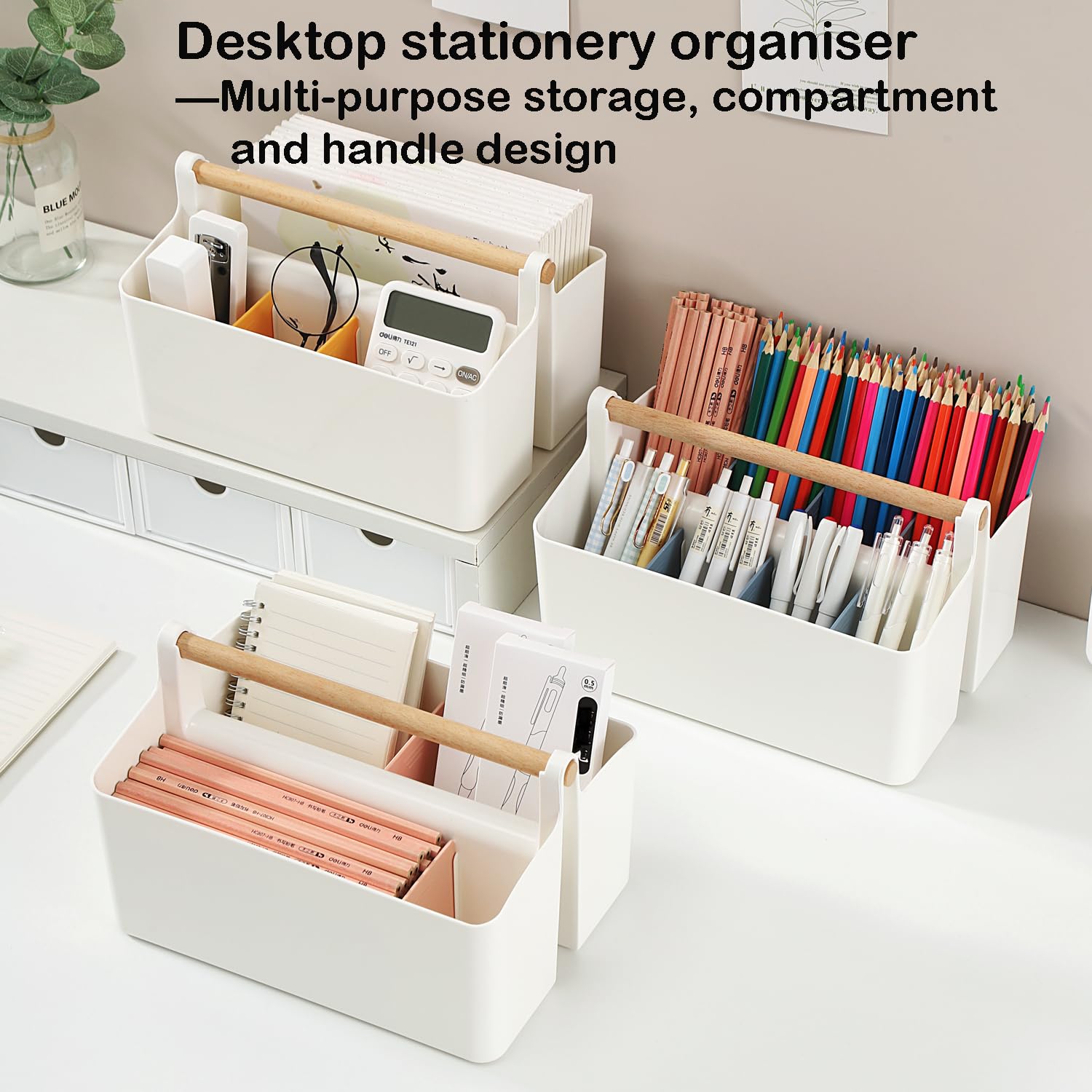 Himilucky Pen Holder, Desk Organisers with 8 Compartments Pencil Organizer - Image 3