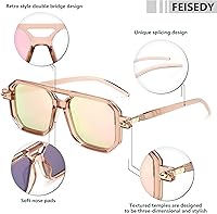 Vista 50 de Feisedy - B2622 - Lentes de sol estilo aviador, cuadrados, clásicos de los años 70, unisex, con montura clásica retro y elegante, UV400 Marco