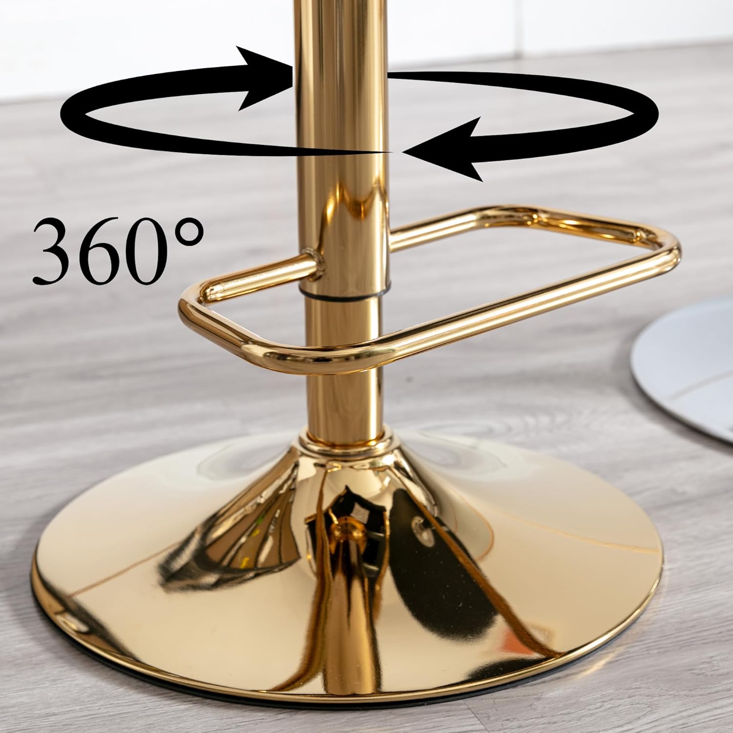 Faux Leather Adjustable Bar Stools Black and Gold Barstool with Back Modern Counter Height Swivel Stool Chair for Home/Kitchen Island Set of 2