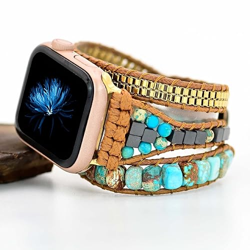 Miniatura 2 de Youthrun Handmade Boho Watch Band Compatible with Apple Watch 49MM 45MM 44MM 42MM 41MM 40MM 38MM Beaded Wrap Bracelet for iWatch Ultra, Series