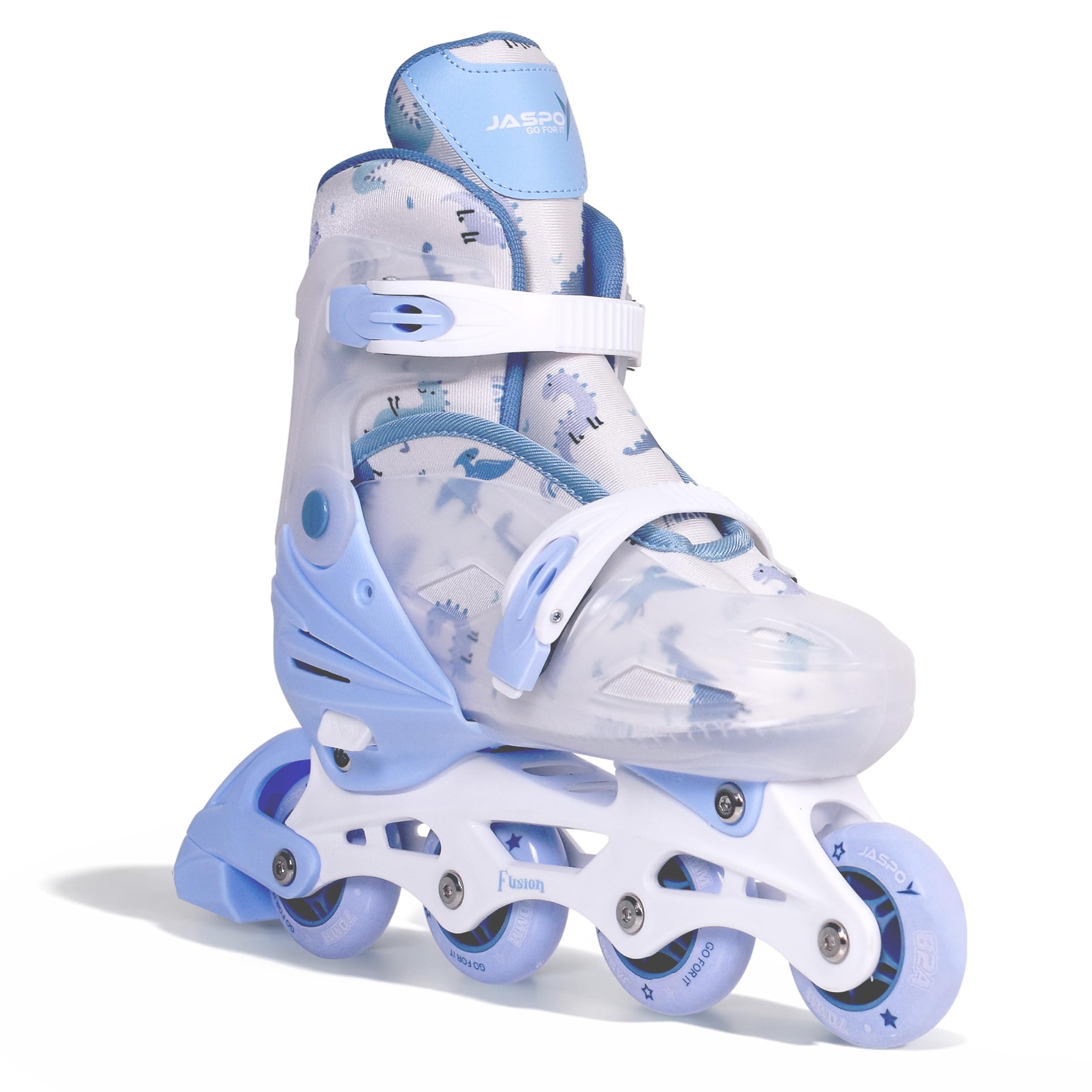 JASPO Fusion Stylish Adjustable Inline Skates for Kids & Youth – Lightweight Fibre-Body with 70mm PU Wheels, ABEC-7 Bearings & Ultra-Comfort Padding for All Age Groups (Blue, Small) (17.5-20 cms)-image-46