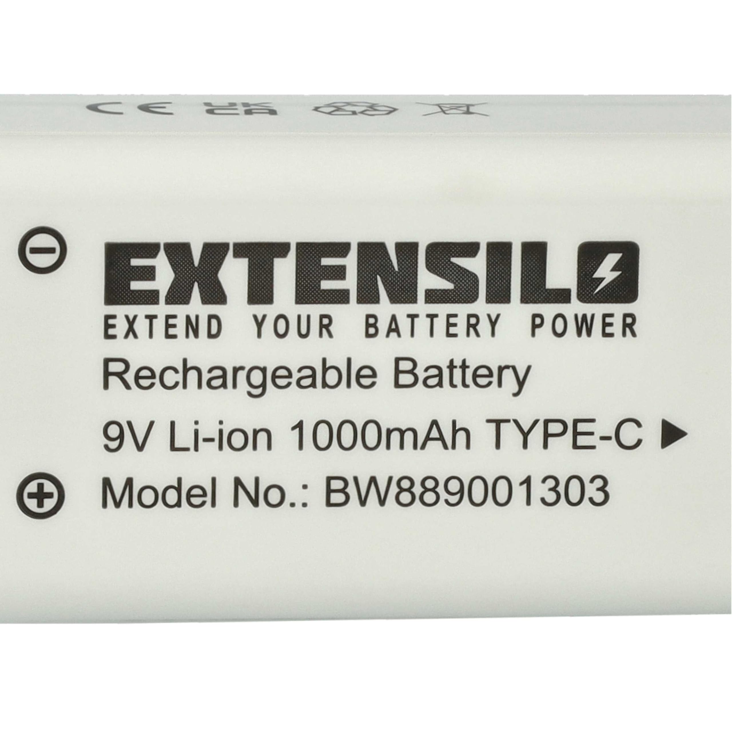 5X Piles Bloc Batterie 9V pour Divers appareils (1Ah, 9V, Li-ION)