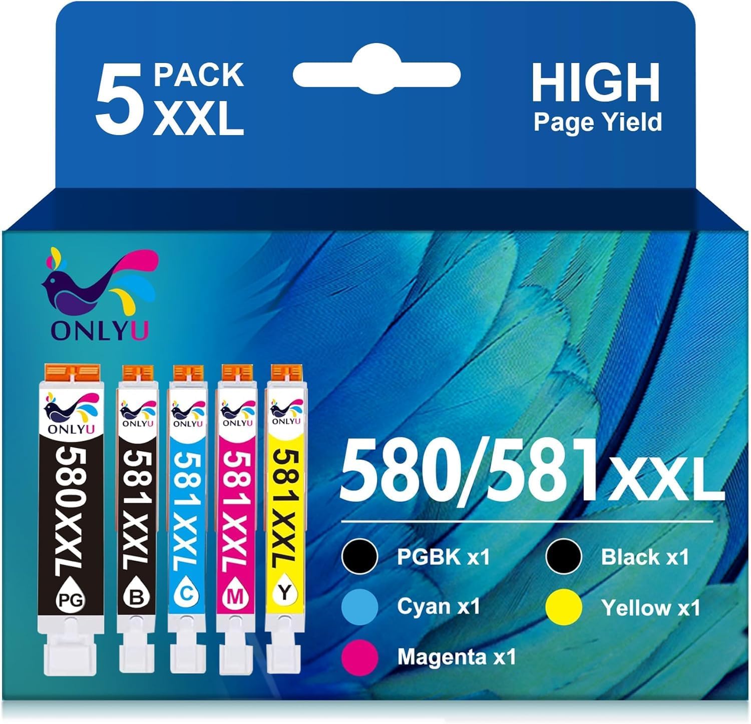 5 XXL Printer Cartridges Compatible With PGI-580 / CLI-581 For Canon Pixma TS705 TS6150 TS6250 TS6350 TR7550 TR8550 TS8150 TS8250 TS8350 TS9150 TS9550 TS611 51 TS6 5251 TS6351 TS8151 TS8152 TS8251 - View #4