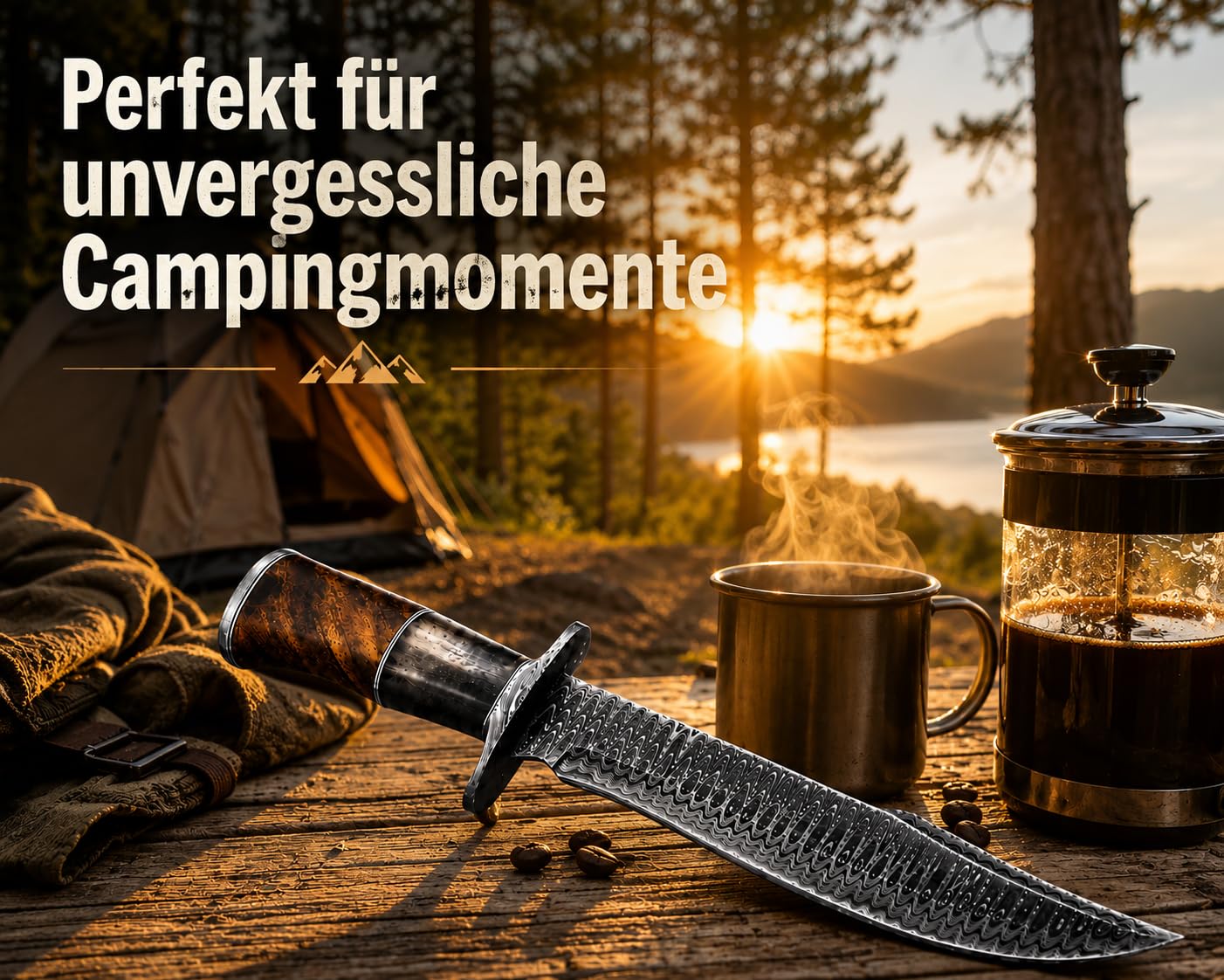 Custom Handmade hunting knife, 26 cm blade made of Real Damascus steel, rosewood handle,39 cm overall length, Real leather sheath. (Vintage-4)