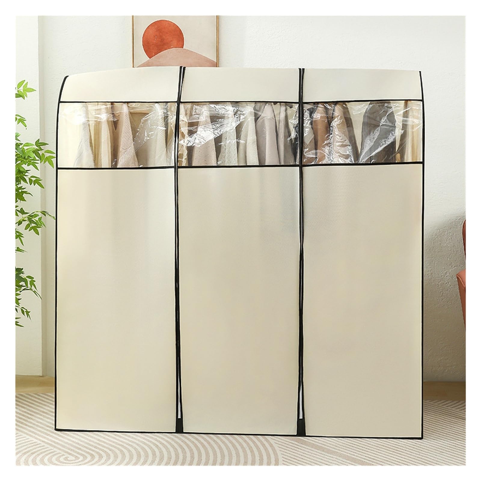 Clothes Rack Cover Breathable Non-woven Fabric Hanging Garment Rack Cover Storage Bags Organizer For Suit Coats Jackets Dress(3XL(120x50x150CM))