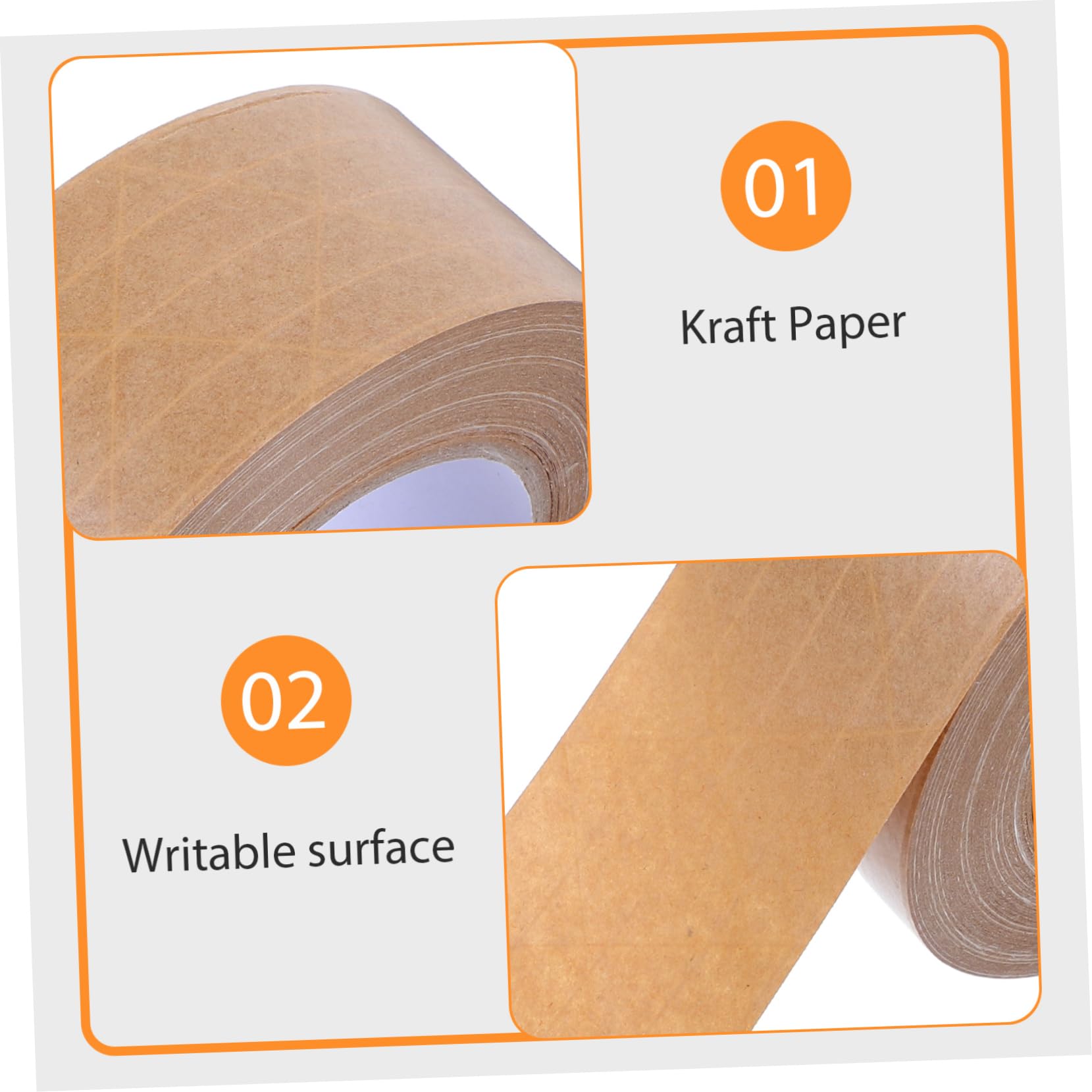 Gatuida 3pièces Ruban Adhésif Emballage Papier Kraft Inscriptible Ruban De Fermeture Renforcé Haute Résistance Pour Colis