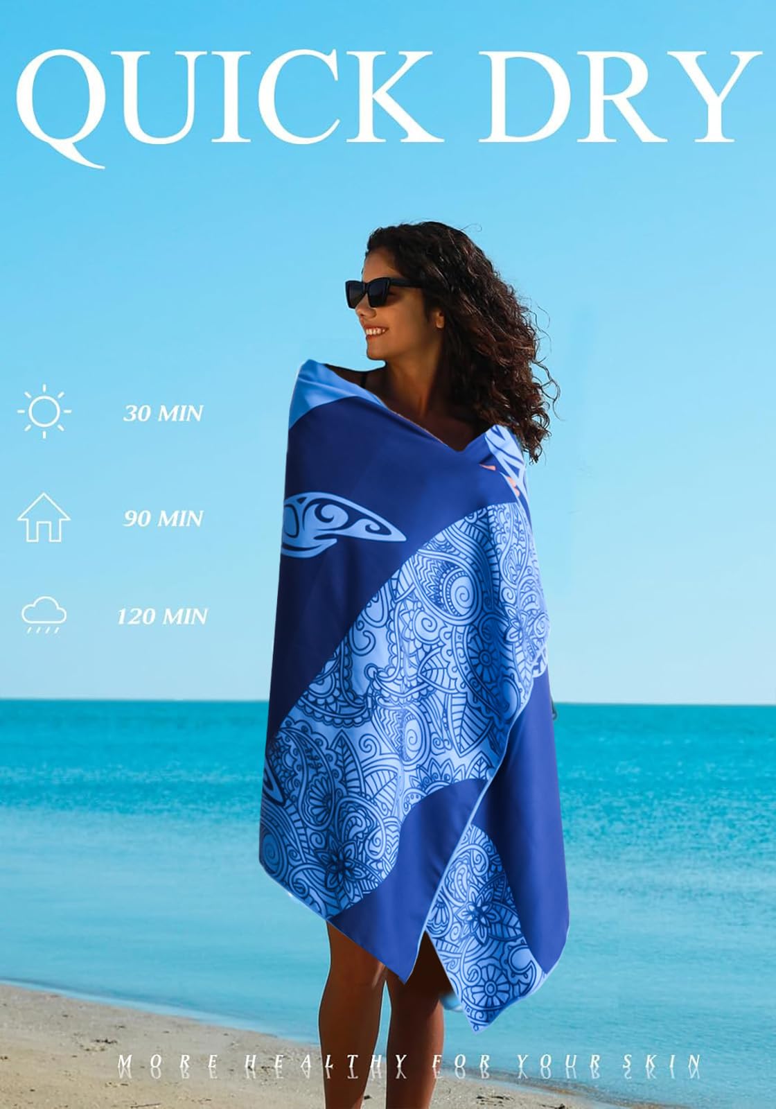 Mikrofaser Strandtuch – Leicht, Sandfrei & Supersaugfähig, Perfekt Für Pool, Strand & Reise