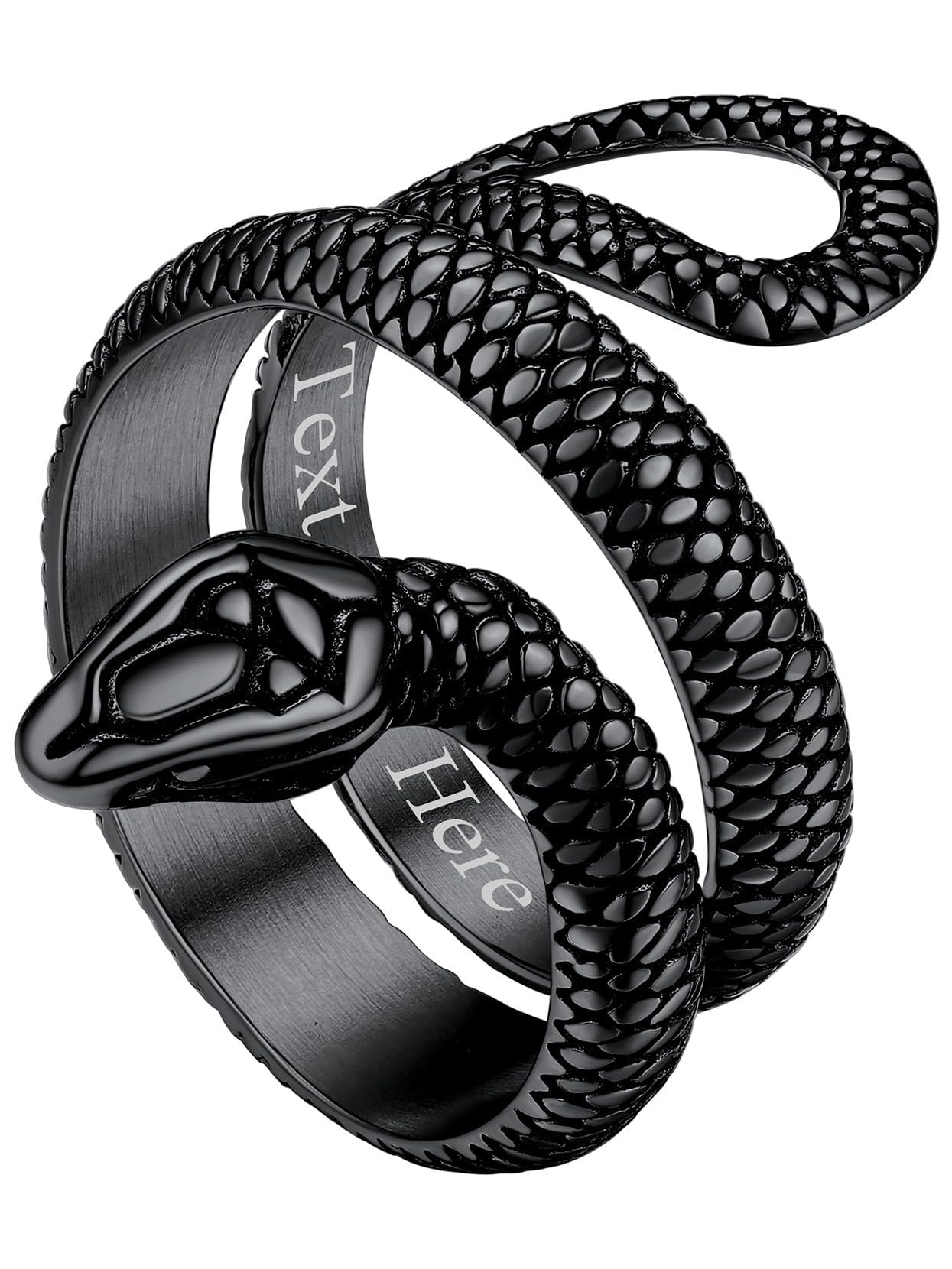 Stainless Steel/18K Gold Plated/Black Snake Ring for Men Women Size 7-12 Serpent Reptile Rings Punk Gothic Jewelry(with Gift Box)