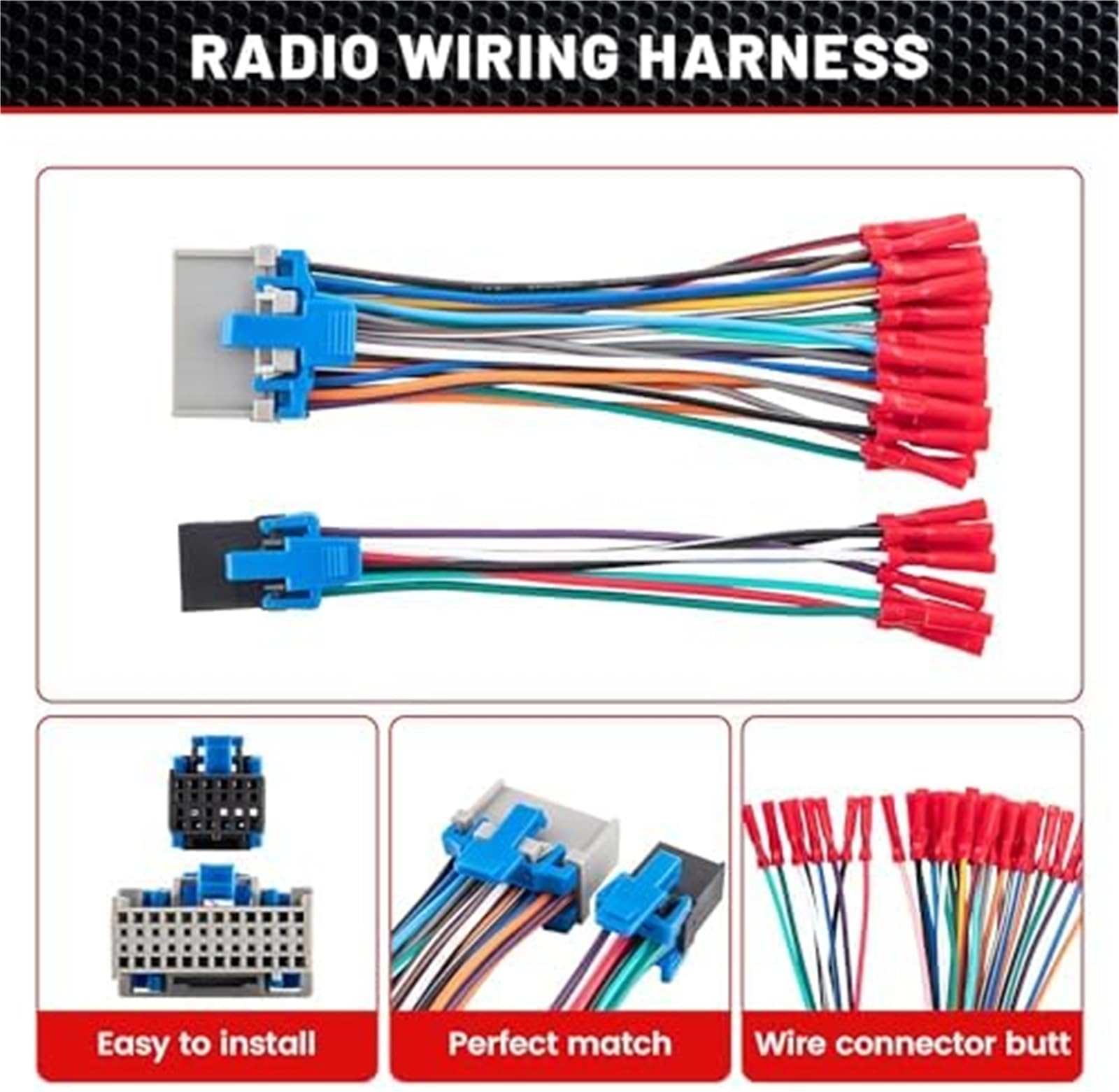 Kabel adaptera samochodowego radia, Pexorin Wiązka przewodów radia samochodowego OE do tyłu, do modeli GM z lat 2002-2007, GMC Sierra, Chevy, Silverado, Buick, Cadillac, Pontiac Zamień przewód radia f