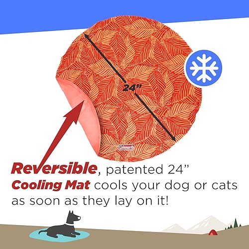 Miniatura 6 de Coleman Tapete redondo reversible para mascotas, mediano, 24 pulgadas, rojo y coral