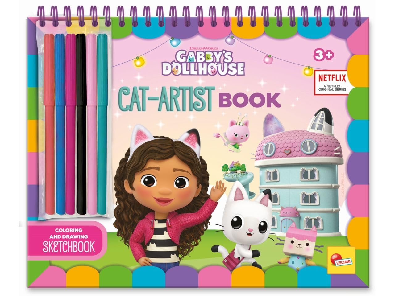 Lisciani - GABBY'S DOLLHOUSE - GAB-TASTIC Colouring & Drawing Book For Children From 3 Years - Colouring & Drawing 30 Customisable Pages - With Stickers & 6 Markers - Gabby's Dollhouse