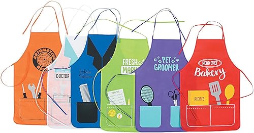 Delantales estampados para niños, juego de 12 – peluquero de mascotas, chef de panadería, médico de hospital, estilista, reparador de automóviles y