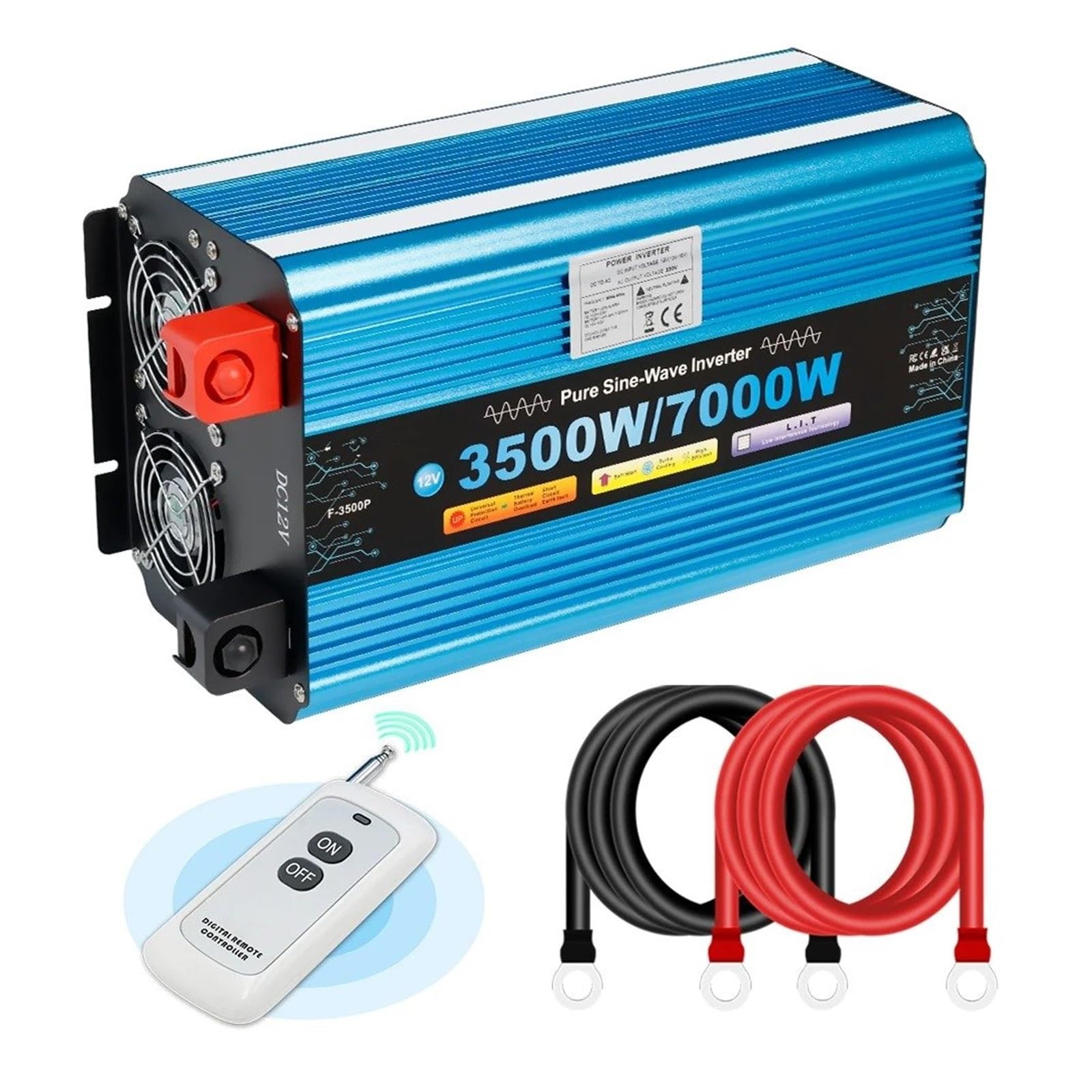 Convertidor Inversor Transformador Inversor Onda Sinusoidal Pura 8000W CC 12V/24V A CA 220V/230V Control Remoto Pantalla LCD Convertidor para Autocaravana Batería Solar(AC24V,50Hz Uni,6000W Peak)