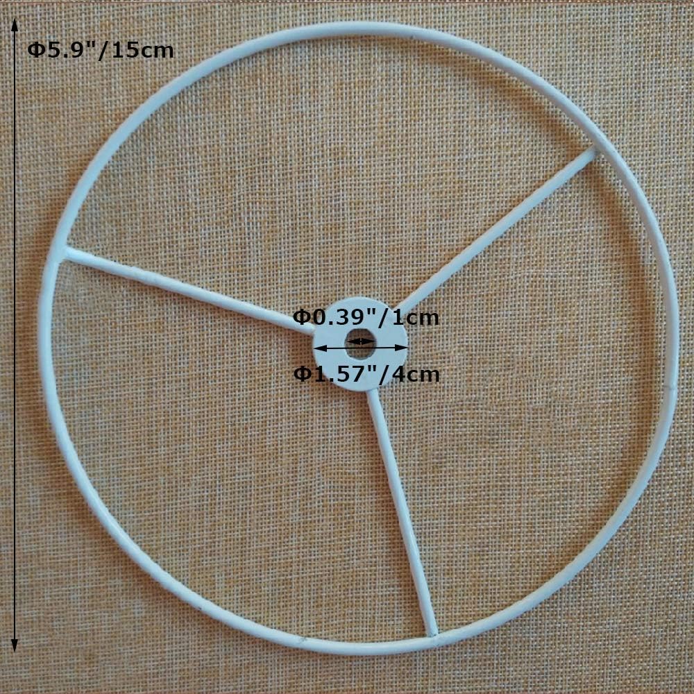 5.9″Wire Ring and Frame Pendant Light Frames Lampshade Luminaire Parts Metal Geometric Lamp Fitting Ring Set for Lamp shade making(White)