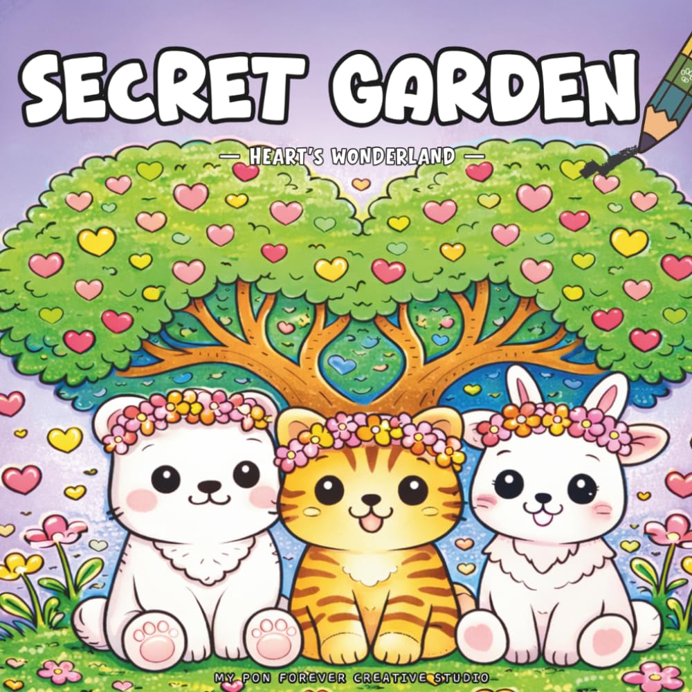 Secret Garden: A Bold and Easy Heart-Filled Cozy Coloring Adventure Book: 45+ Adorable Nature Illustrations of Flowers, Tiny Animals & Garden Magic, ... Progress Challenge for Ultimate Relaxation