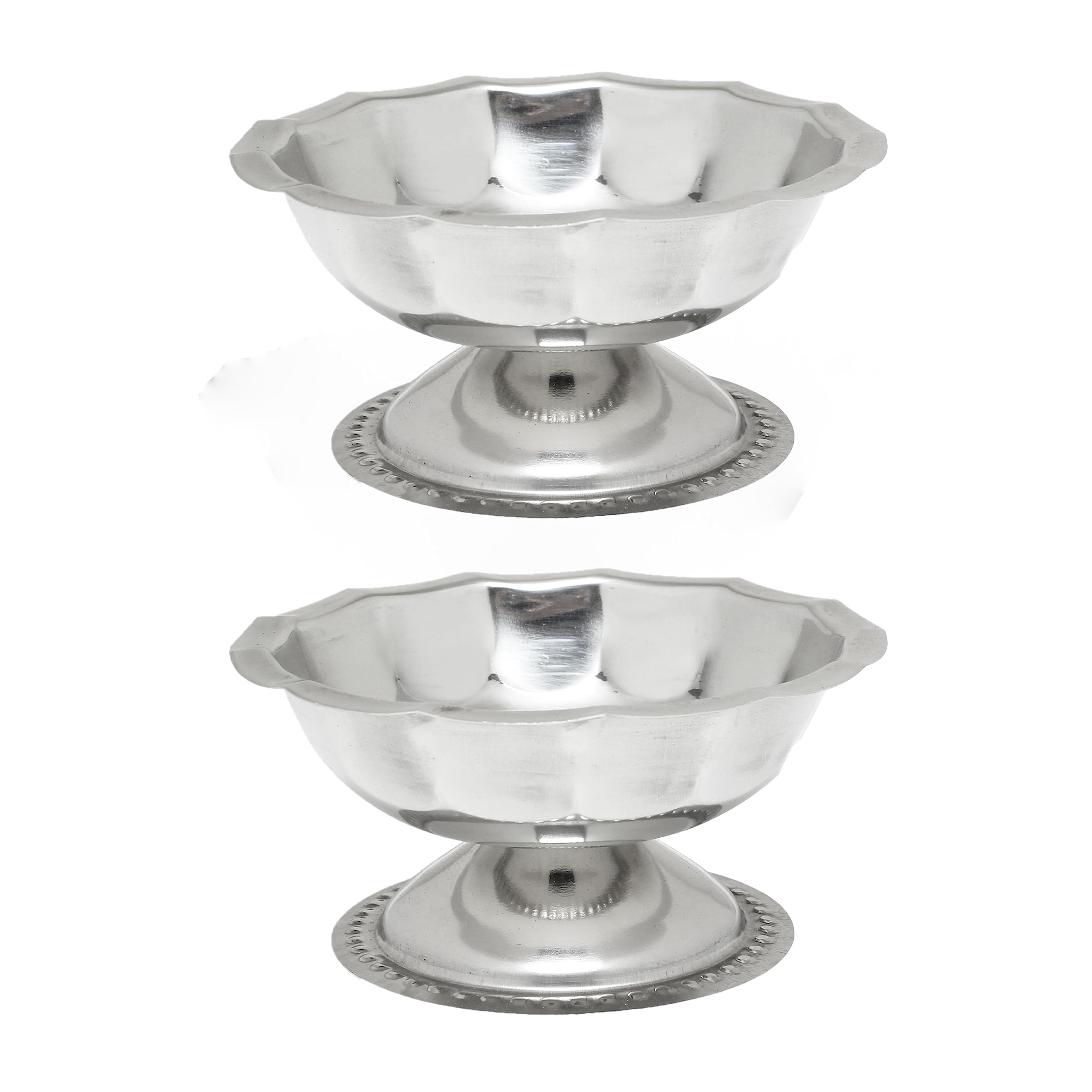 TrueCraftware- 5 oz Stainless Steel Footed Sherbet Dish Mirror Finished Set of 2- Ice Cream Cups Dessert Bowls Perfect for Dessert Sundae Ice Cream