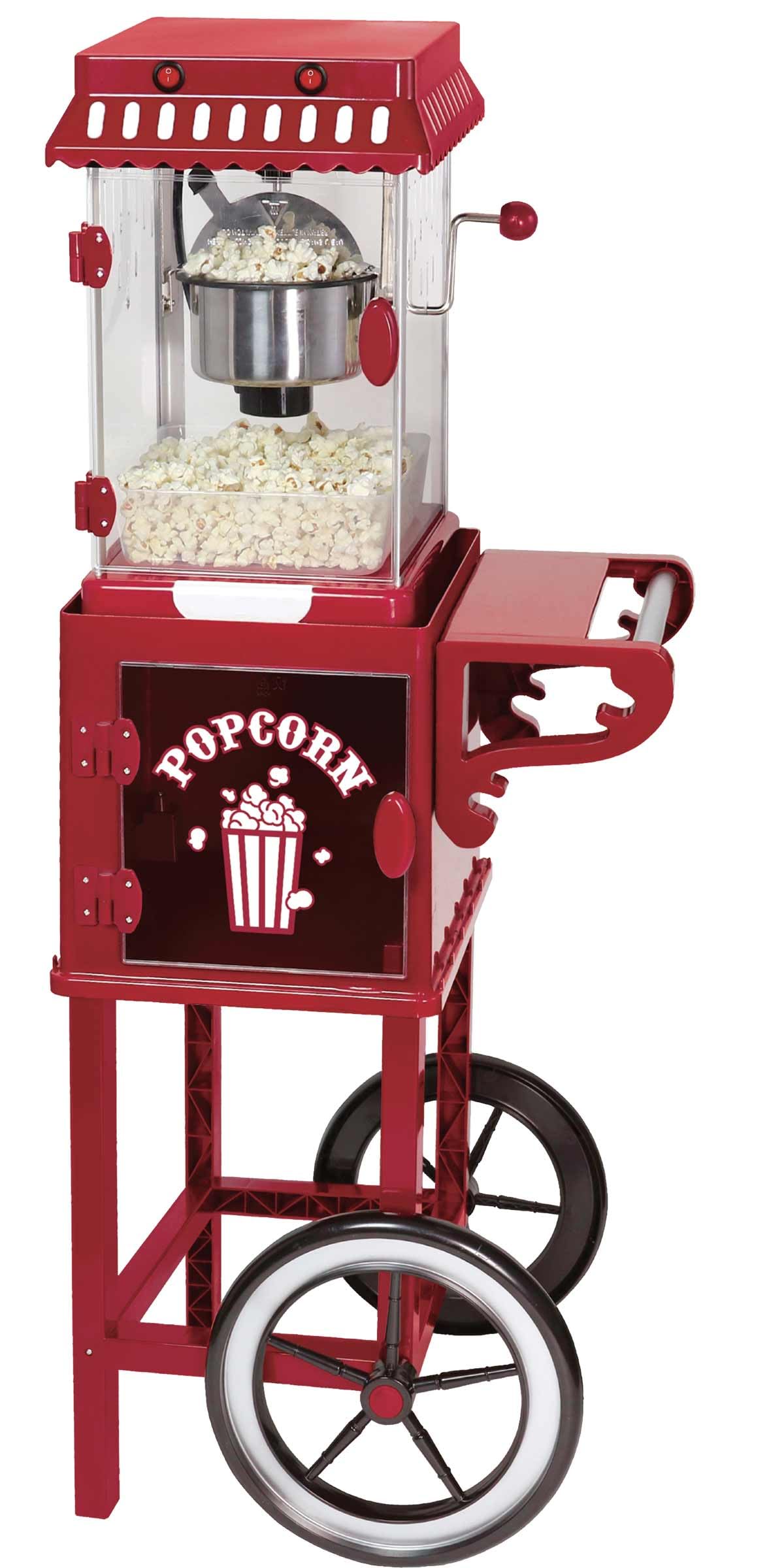 Retro XXL Popcorn-Maschine mit Wagen 1,15 Meter hoch Großer Popcorn-Maker Epiq 80001270 - Ein Hingucker auf jeder Party