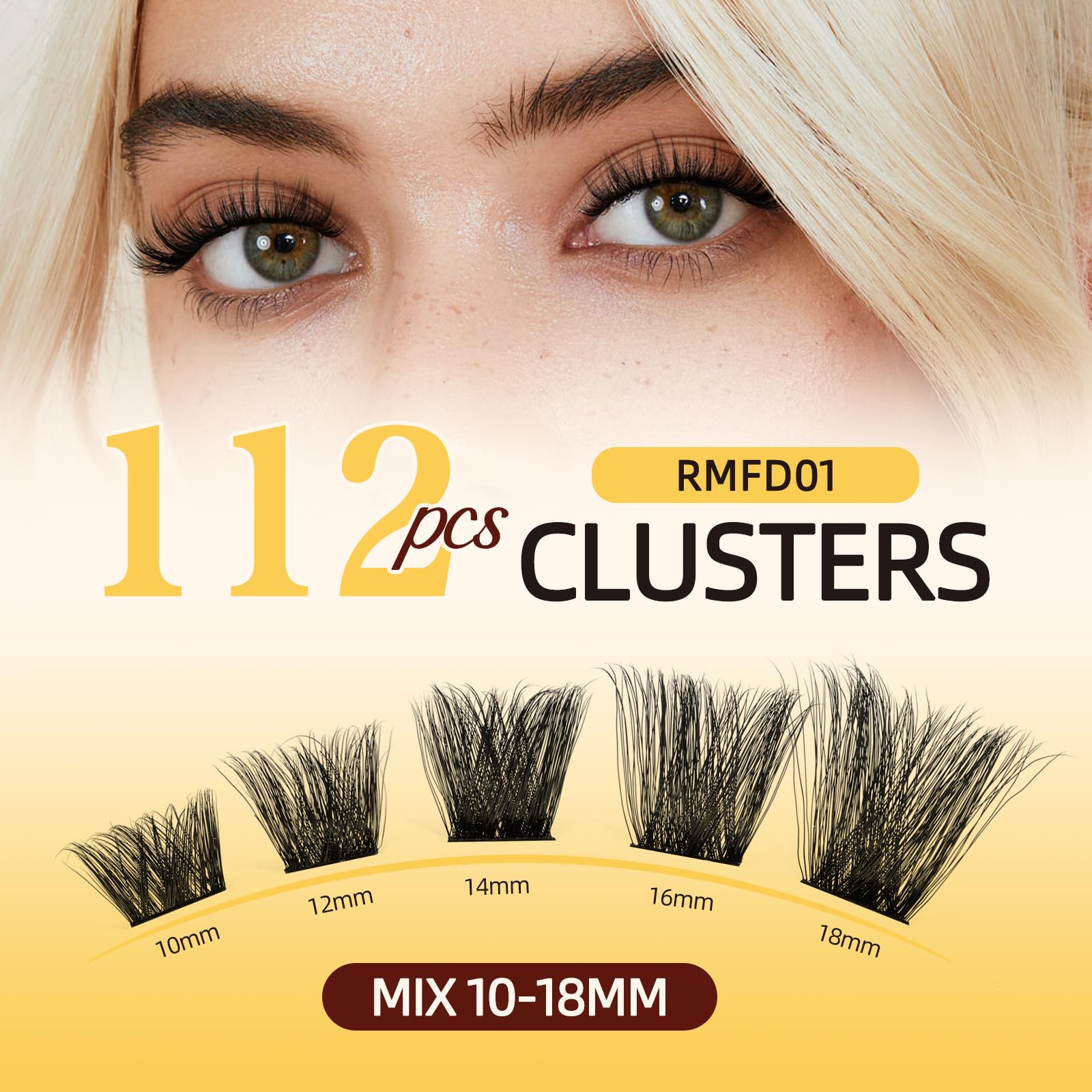 QUEWEL Lash Clusters 112 PCS Eyelash Clusters with Thin Band Cluster Lashes Natural Look Soft and Lightweight Cluster Eyelash Extensions for Beginner DIY Lash Extensions Use at Home (RMFD-01) - Image 2