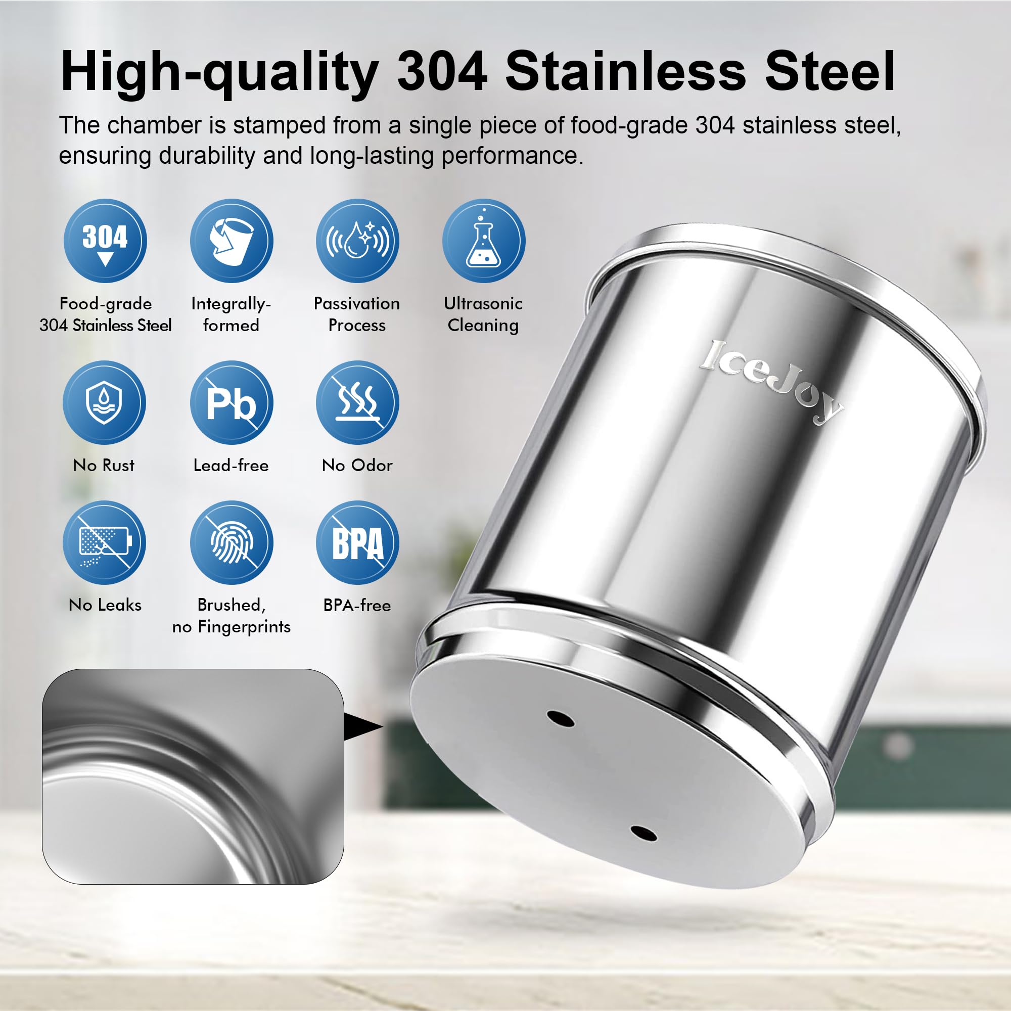 IceJoy Sistema de filtro de agua alimentado por gravedad, sistema de acero inoxidable de 3 galones con 3 filtros de carbono y 3 filtros de fluoruro, espiga de nivel de agua de metal, reduce el cloro,