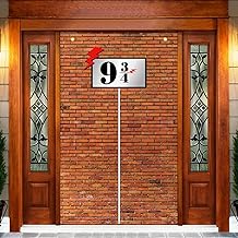 Aurasky Platform 9 and 3/4 Cross Station, Deco Brown Brick Wall Party Backdrop, Cross Station 9 and 3/4 Magic Decorative Curtain for Party Birthday