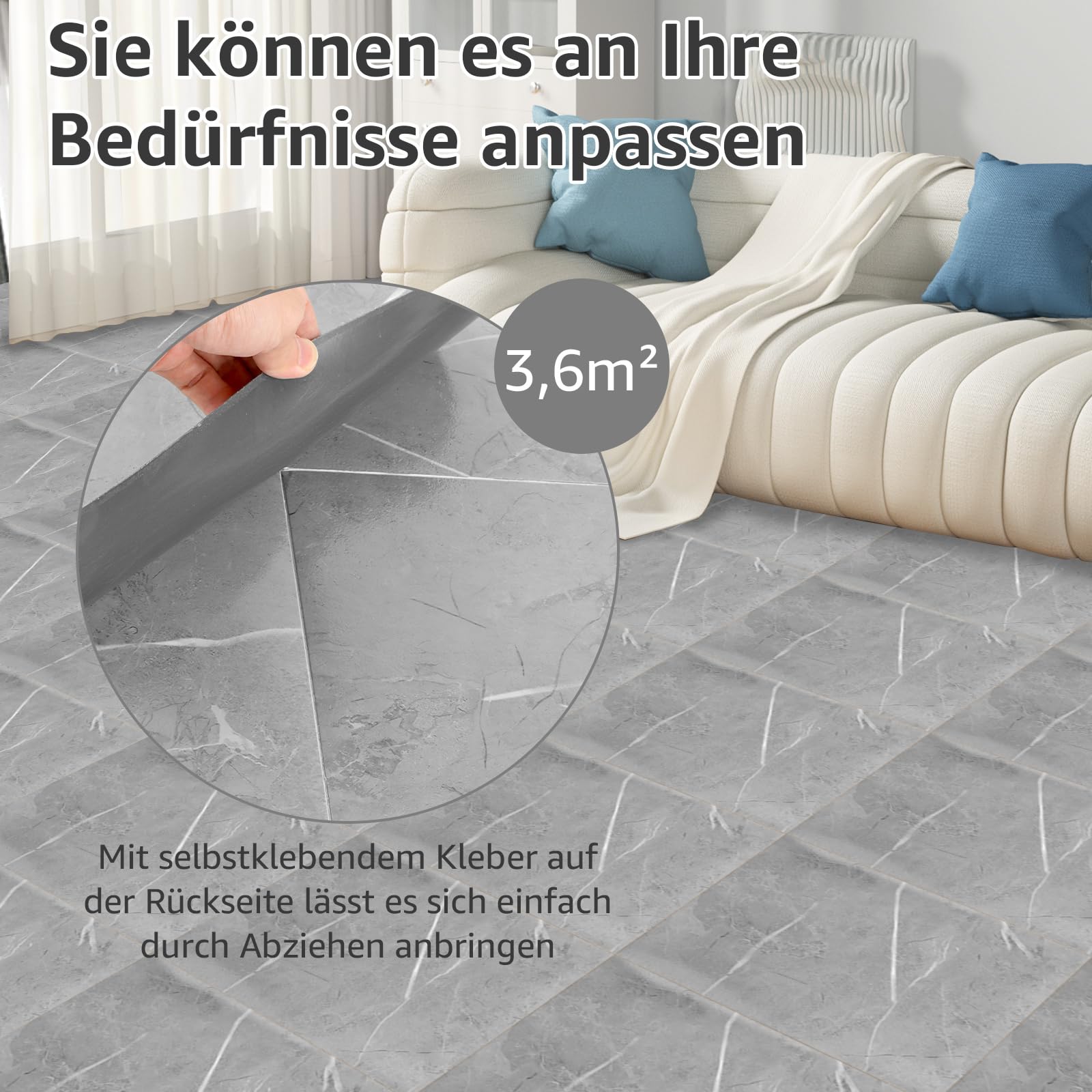 40 Pièces Dalle PVC Adhésive 30x30 cm, Revêtement de Sol 1,3 mm, Parquet Marbre Adhésif, Lino en Rouleau pour Salon, Cuisine, Chambre