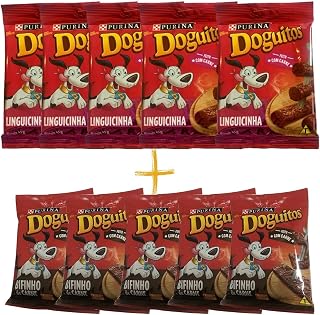 Kit 10 Doguitos 5 Linguicinha 45g + 5 Doguitos carne 65g