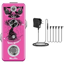 Tube Screamer Overdrive Guitar Pedal & IOppWin DC 9V Guitar Pedal Power Supply Adapter - 0.5A 5-Way Daisy Chain
