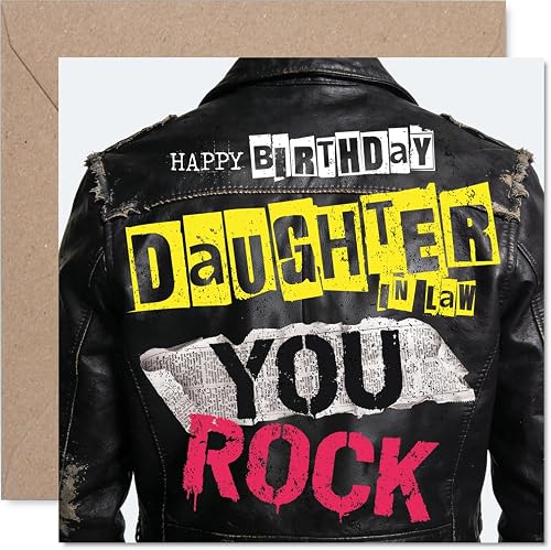 Stuff4 Playful Birthday Card for Daughter in Law - Rock Star Vibes - Bold Leathe