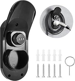 Typ 2 Ladekabel Halterung, Wallbox Kabelhalterung für EV Ladegerät IEC 62196-2, Kabel Wandhalterung mit Einem Zahlenschloss, Schwarz
