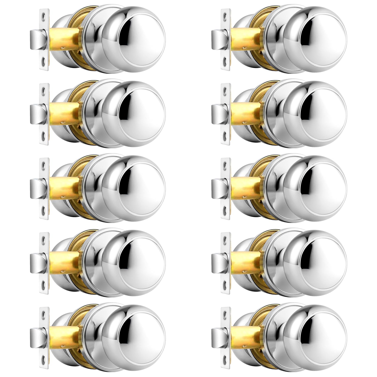 Brushed Nickel Door Knobs - 10 Pack for Interior Doors -13 Brushed Nickel Door Knobs - 10 Pack for Interior Doors -13