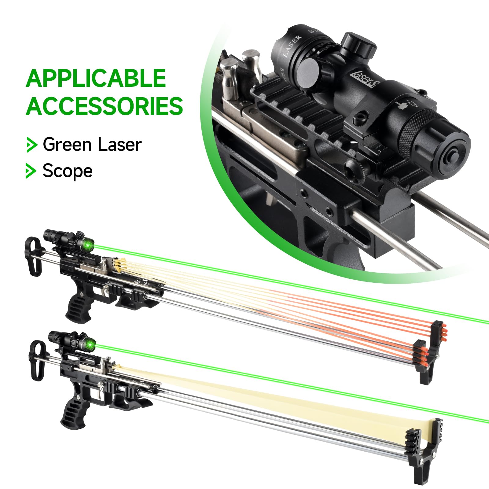 Professional Slingshot, Slingshot Rifle for Adults, Hunting Shooting Sling Shot with Laser Sight and Retractable Folding Catapult, Powerful Stainless Steel RifleTelescopic for Hunting?Black?