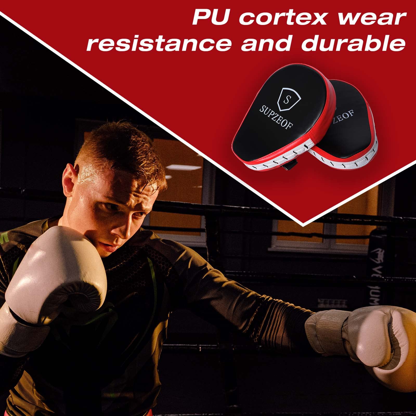 Box Handschuhe aus echtem Leder, Boxen Schlaghandschuhe Boxpolster,Strike Kick Shield Gebogene Fokus-Pads, Fokushandschuhe, PU-Leder, Box-Pads